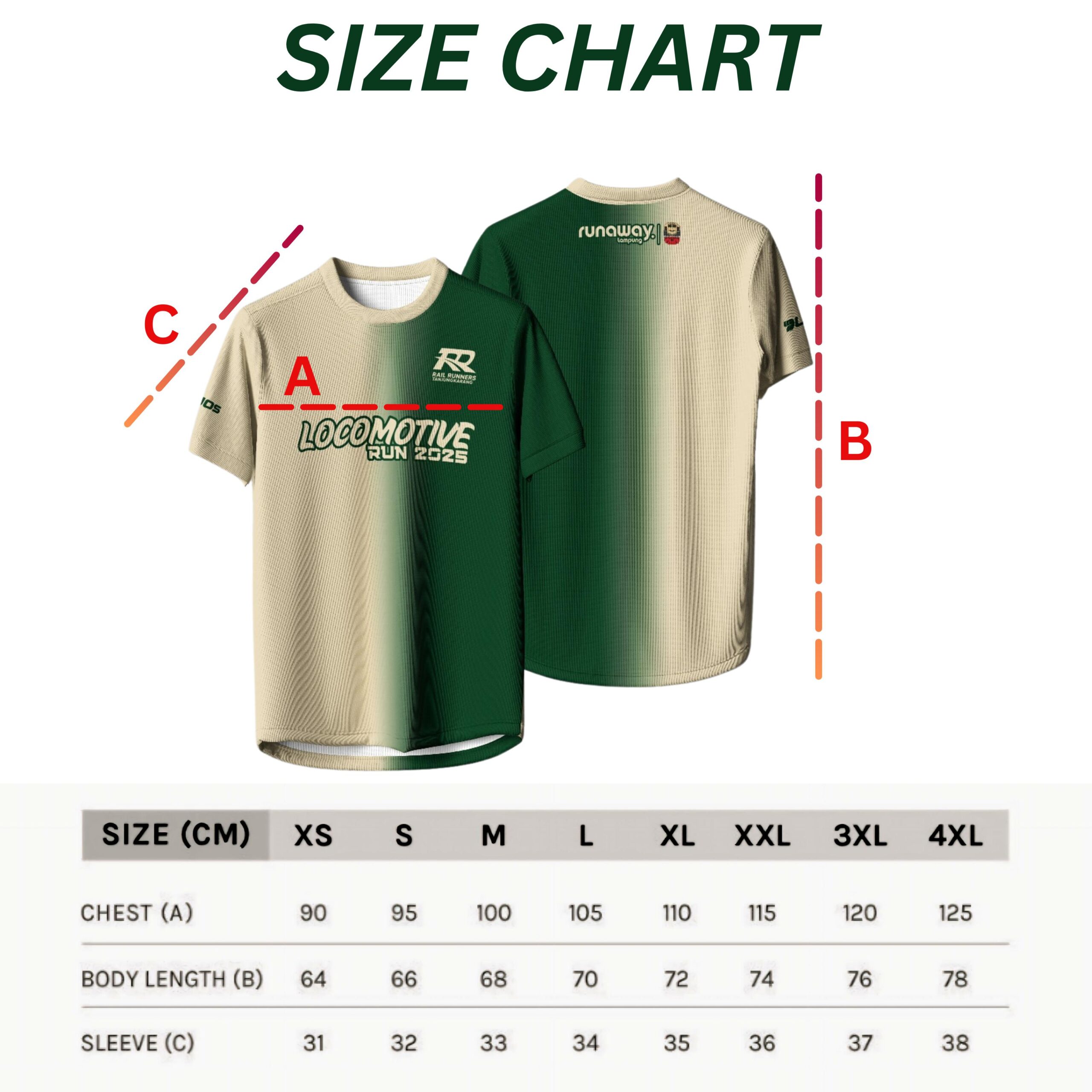 Size Chart Jersey Locomotive Run 2025